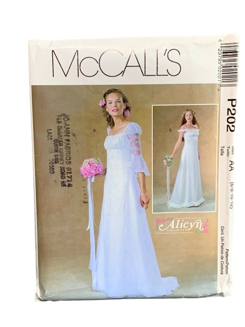 McCall's P202 Misses Wedding Dress Pattern Size 6 8 10 12 Uncut